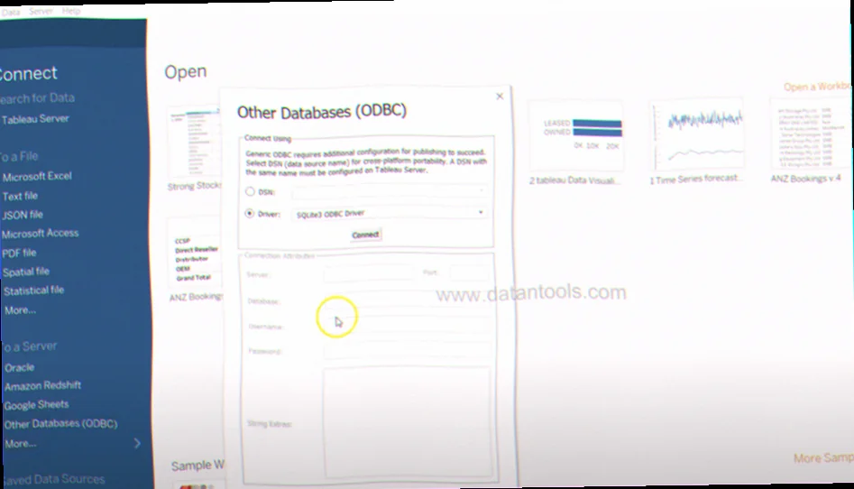 Eksempler på Tableau og SQLite